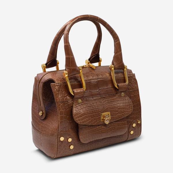 Chopard Caroline Mini Matte Brown Alligator Leather Handbag 95000-0193 - THE SOLIST