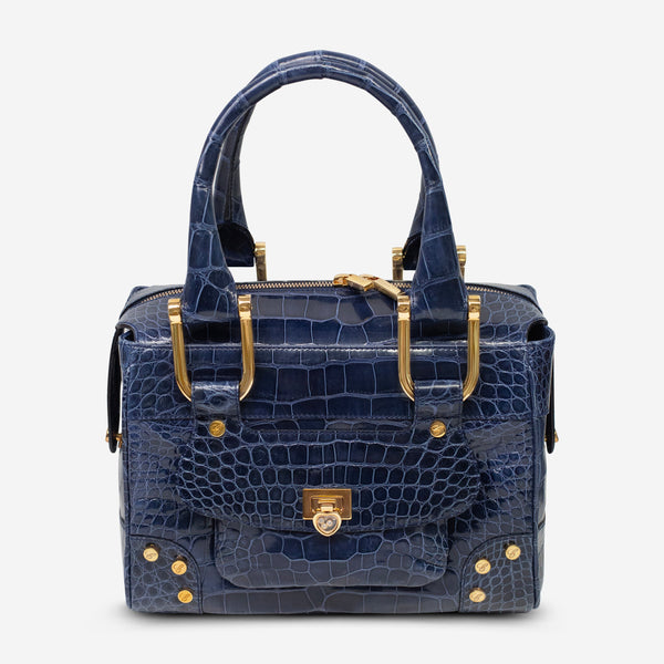 Chopard Caroline Mini Shiny Blue Alligator Leather Handbag 95000-0279