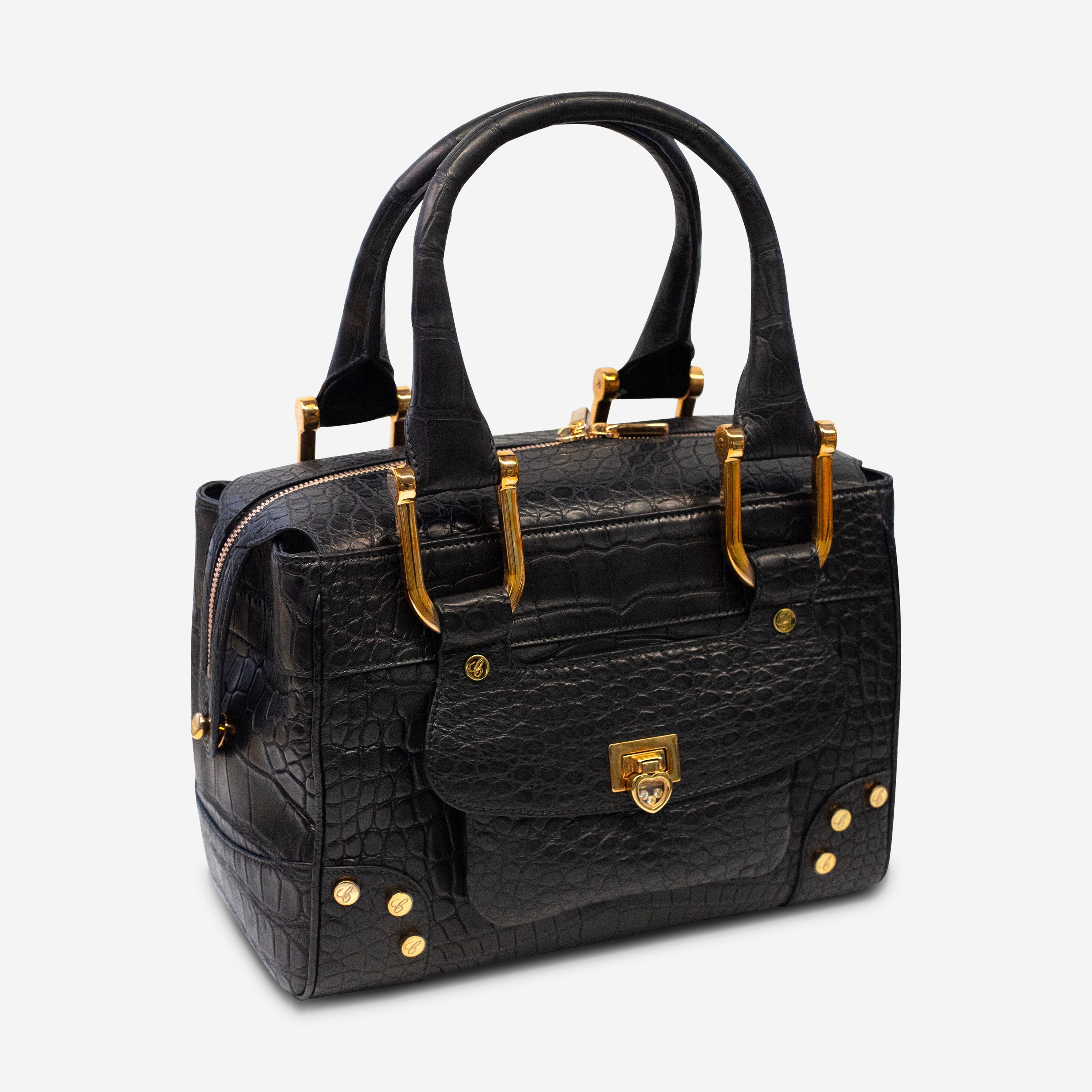 Chopard Caroline Mini Matte Black Alligator Leather Handbag 95000-0176