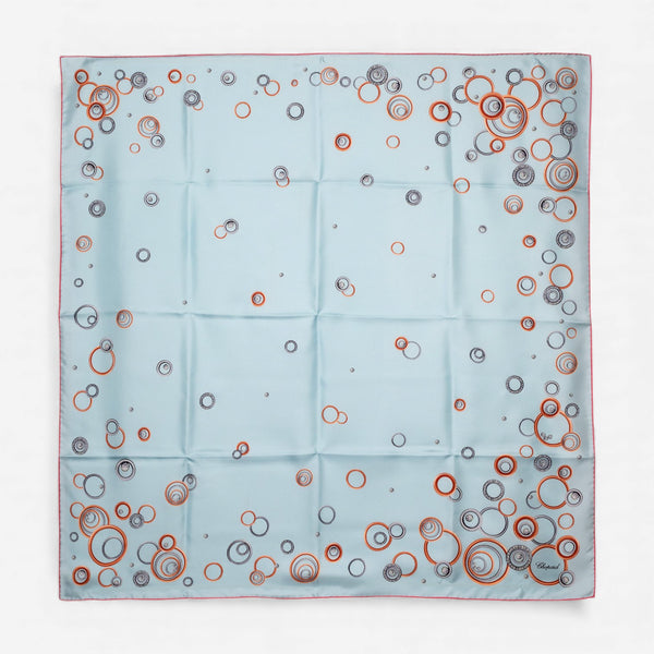 Chopard Happy Spirit Sky Blue Organic Silk Twill Foulard Scarf 95002-0683