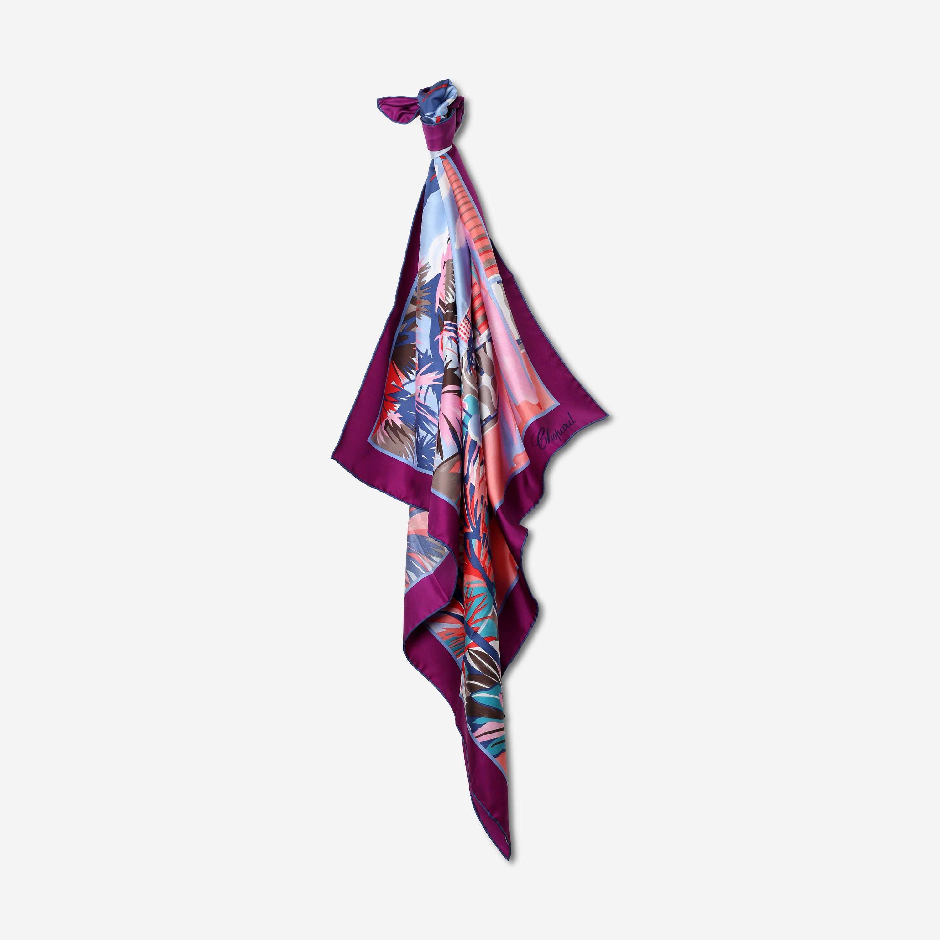 Chopard Red Carpet Violet Organic Silk Twill Women's Foulard Scarf 95002-0686