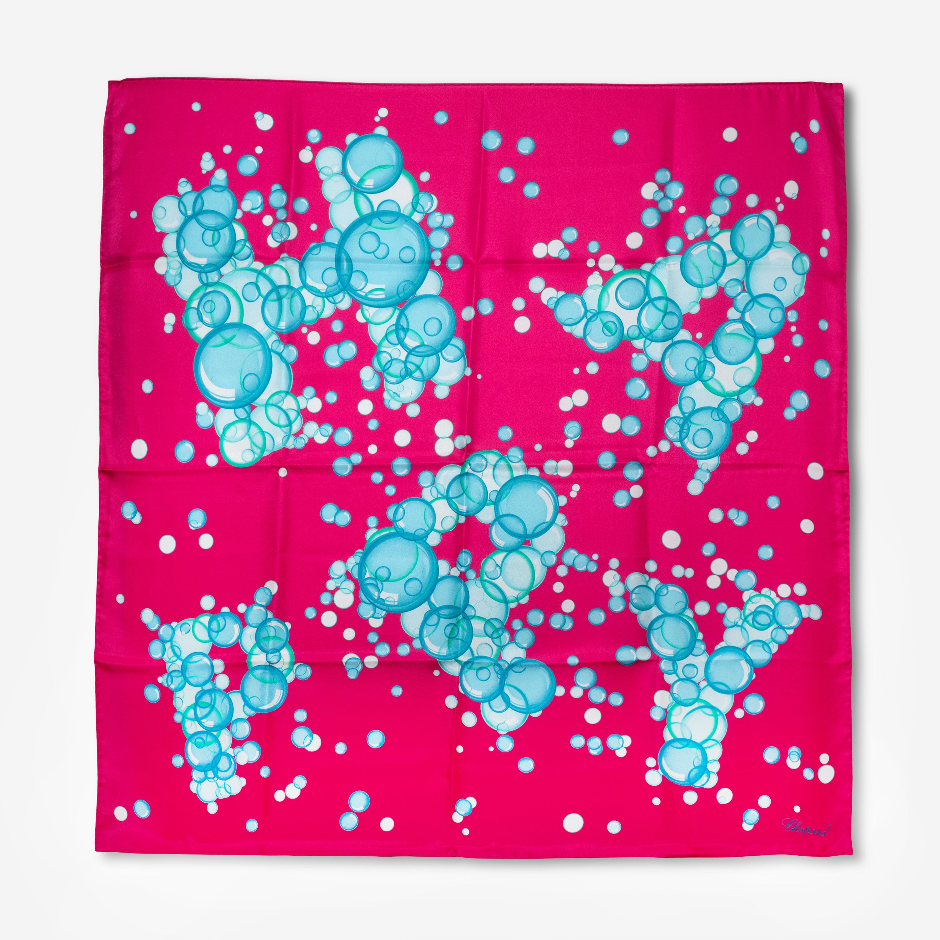 Chopard Happy Bubbles Fuchsia Organic Silk Twill Women's Scarf 95002-0719