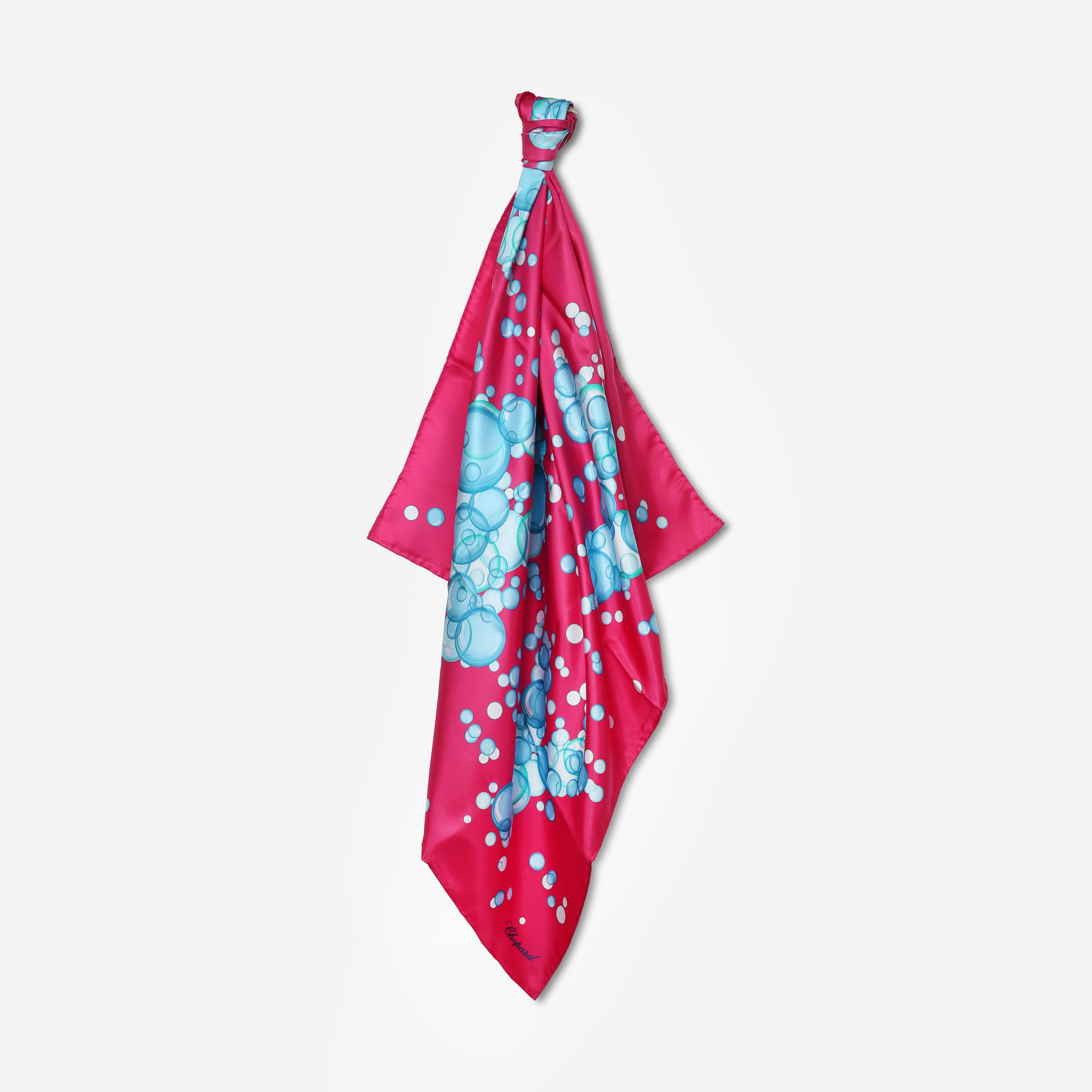 Chopard Happy Bubbles Fuchsia Organic Silk Twill Women's Scarf 95002-0719