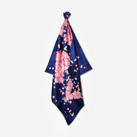 Chopard Happy Bubbles Navy Blue Organic Silk Twill Women's Foulard Scarf 95002-0720