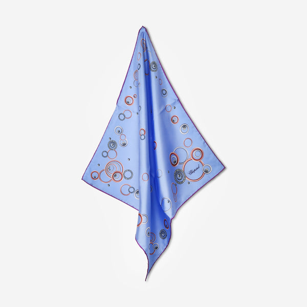 Chopard Happy Spirit Light Blue Organic Silk Twill Women's Pochette Scarf 95005-0136