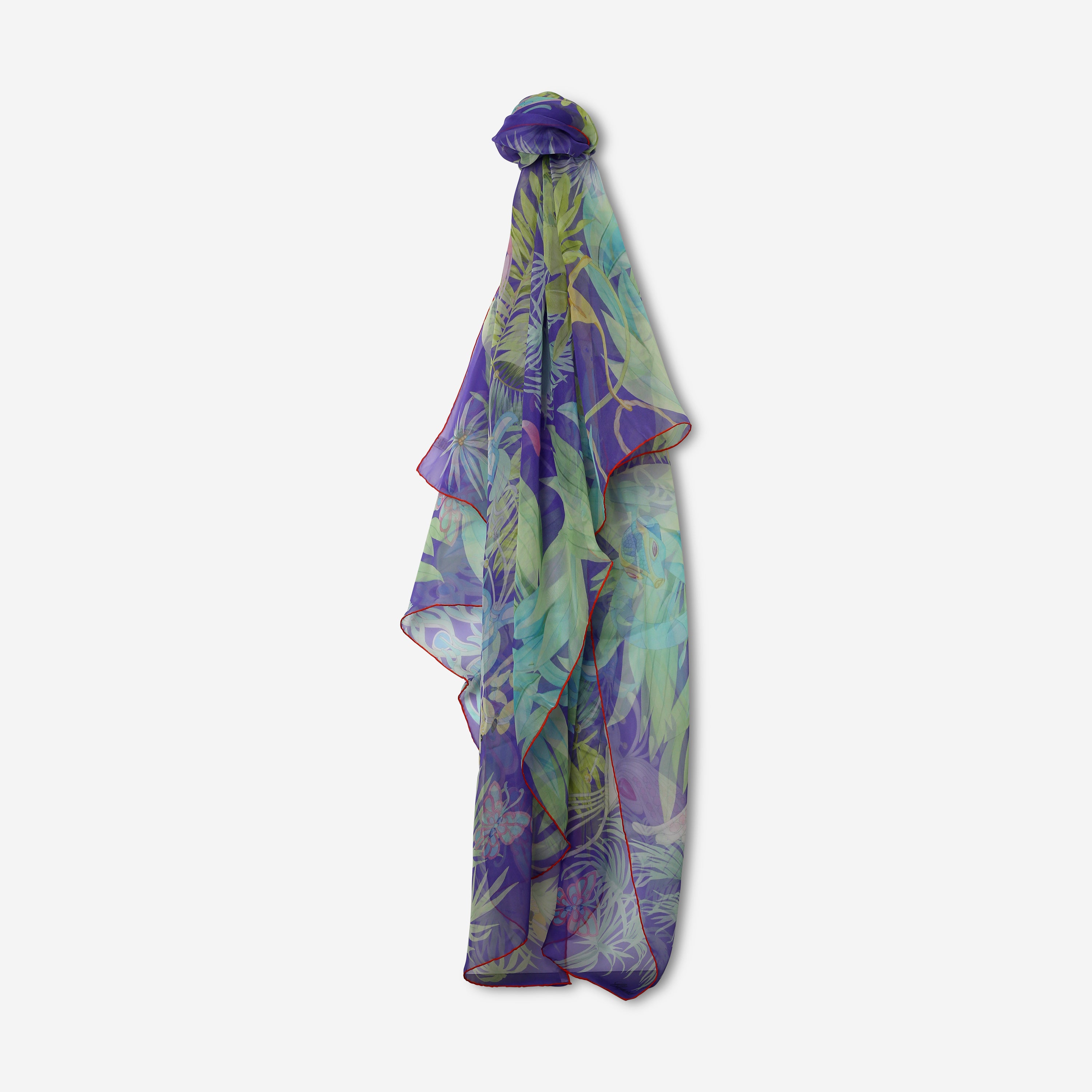 Chopard Animal World Purple/Green Organic Silk Chiffon Women's Stole 95005-0470