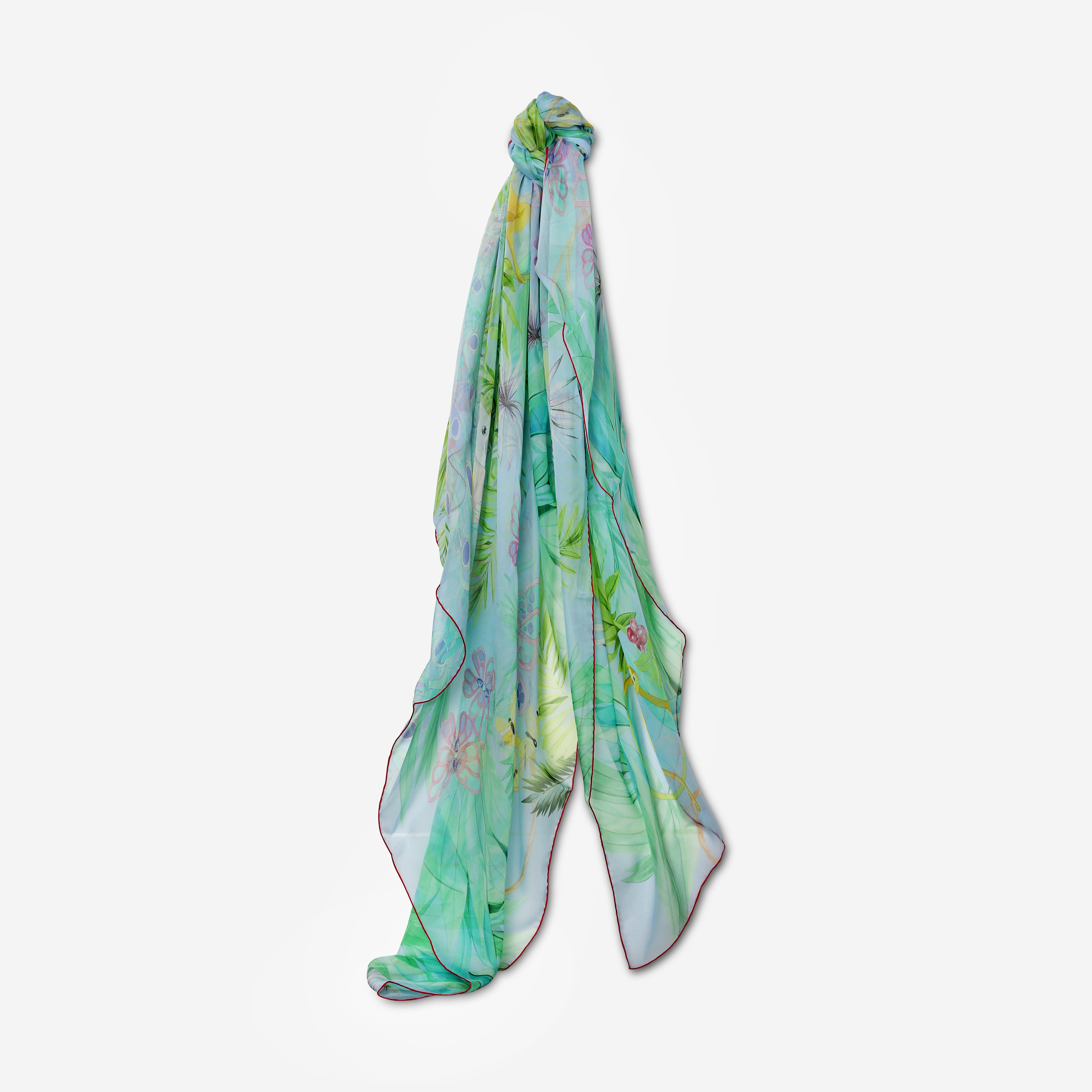 Chopard Animal World Light Blue & Green Organic Silk Chiffon Women's Stole 95005-0472
