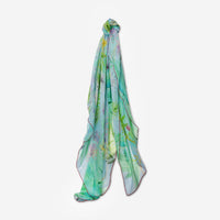 Chopard Animal World Light Blue & Green Organic Silk Chiffon Women's Stole 95005-0472