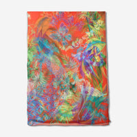 Chopard Animal World Coral and Turquoise Organic Silk Chiffon Women's Stole 95005-0473