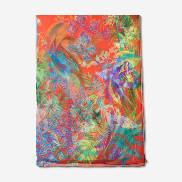 Chopard Animal World Coral and Turquoise Organic Silk Chiffon Women's Stole 95005-0473