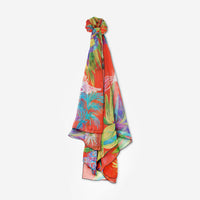 Chopard Animal World Coral and Turquoise Organic Silk Chiffon Women's Stole 95005-0473