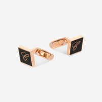 Chopard Classic Rose Gold PVD Steel & Black Lacquer Mens Cufflinks 95014-0081
