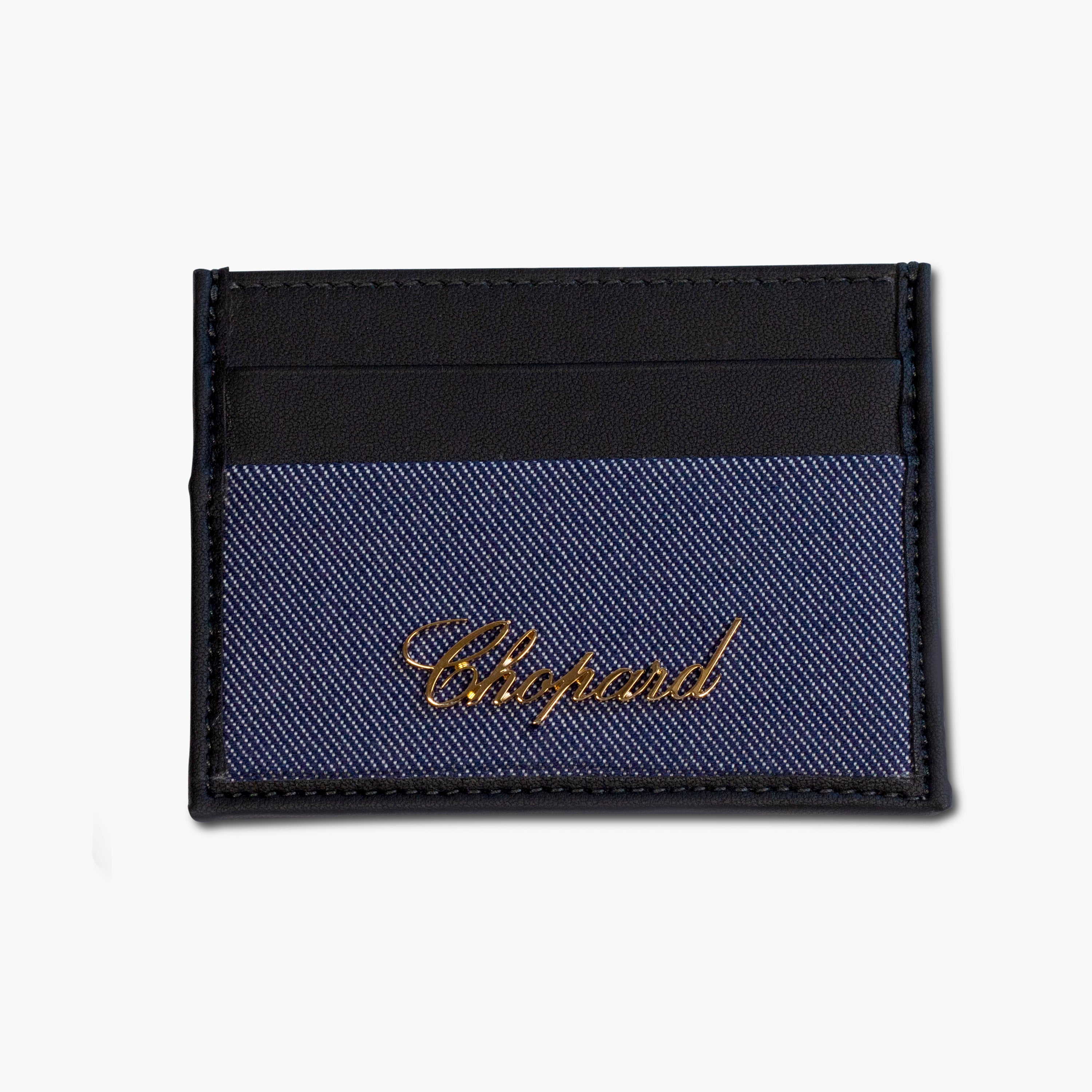 Chopard Classic Black Leather/Denim Unisex Card Holder 95015-0527