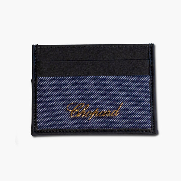 Chopard Classic Black Leather/Denim Unisex Card Holder 95015-0527