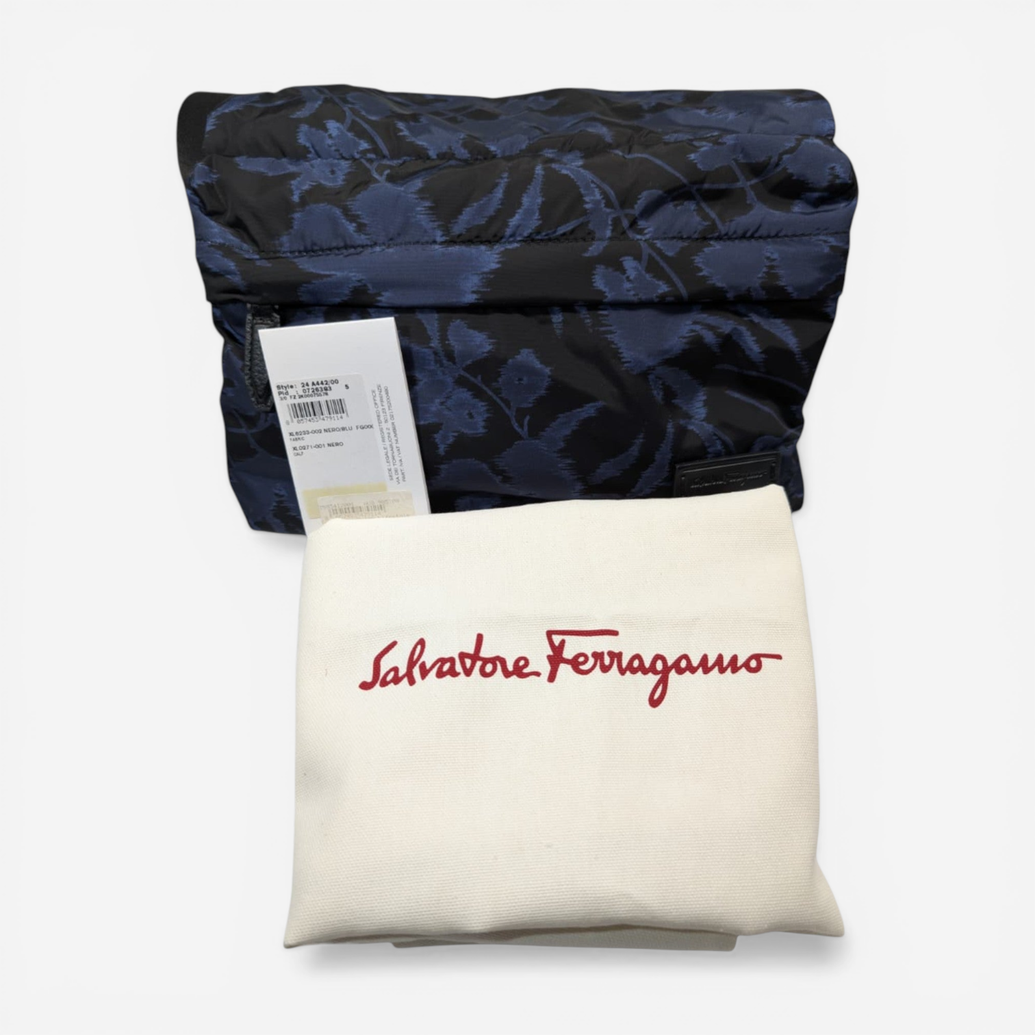 Salvatore Ferragamo Nylon Men's 726383 Black/Blue Messenger Bag MSRP $995 - THE SOLIST