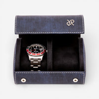 Rapport Soho Navy Blue Leather Two Watch Roll D316