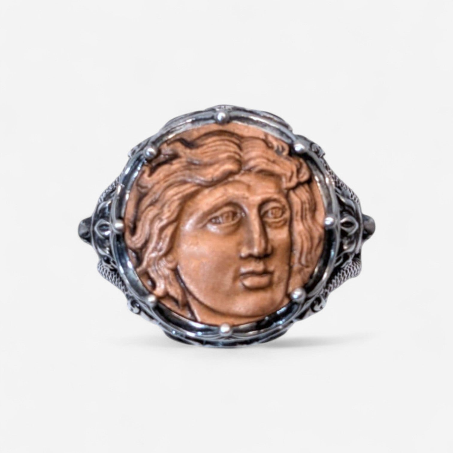 Konstantino Aeolous Sterling Silver & Copper Spinel Greek Coin Ring Sz. 11 DMK2083-374-S11