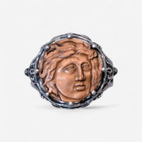 Konstantino Aeolous Sterling Silver & Copper Spinel Greek Coin Ring Sz. 11 DMK2083-374-S11