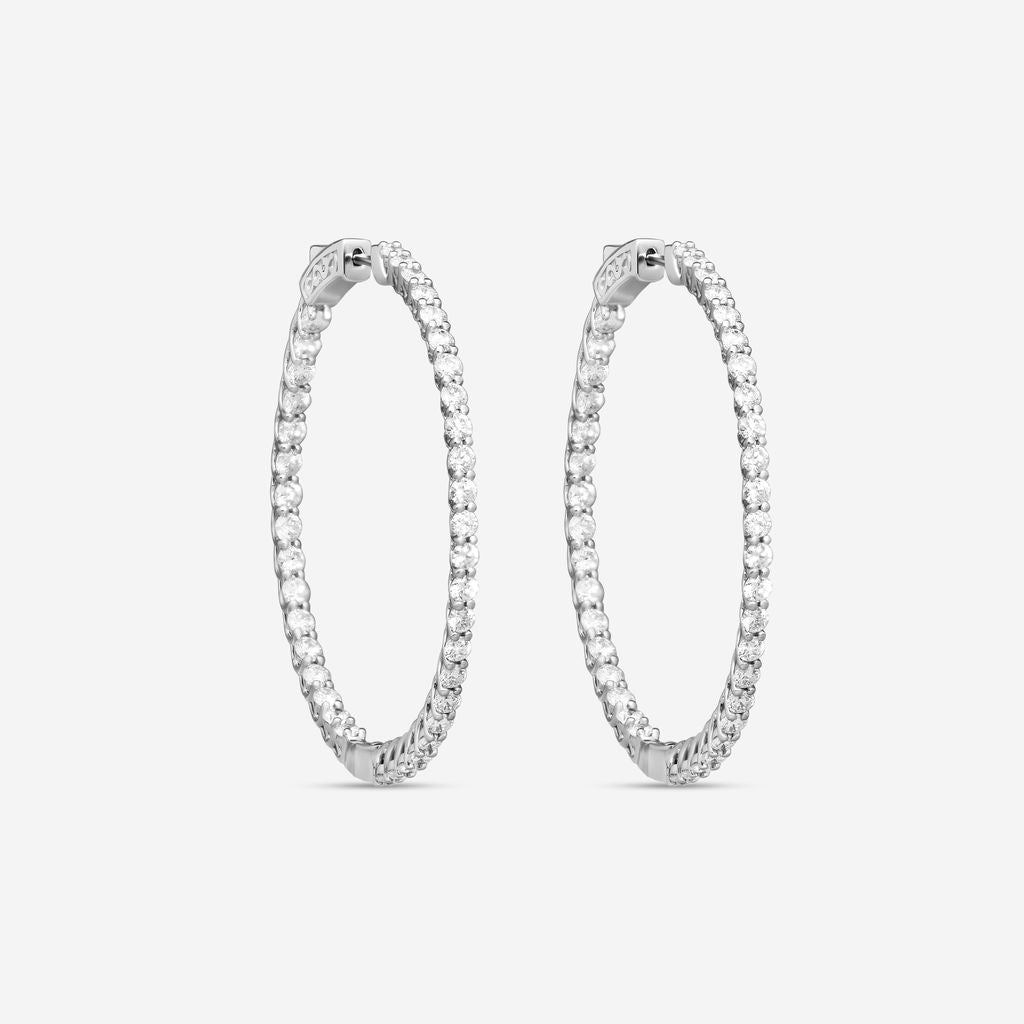 Ina Mar 14K White Gold Diamond Oval Hoop Earrings E1136E-FW-400F - THE SOLIST