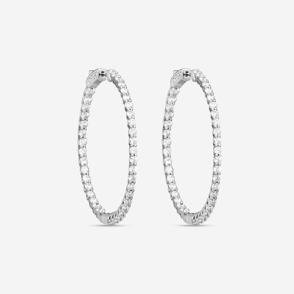 Ina Mar 14K White Gold Diamond Oval Hoop Earrings E1136E-FW-400F - THE SOLIST