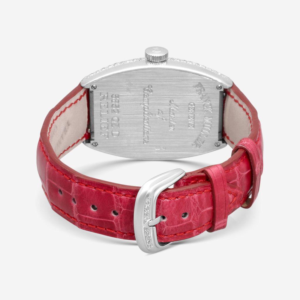 Franck Muller Cintree Curvex 18K White Gold Diamond Quartz Ladies Watch 5852QZD