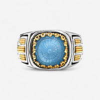 Konstantino Dome Sterling Silver & 18K Yellow Gold Mother of Pearl & Blue Spinel Ring Sz. 7 DKJ973-628-S7