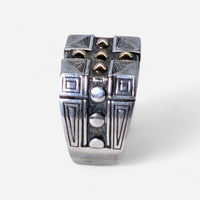 Konstantino Sterling Silver & 18K Yellow Gold Cross Ring Sz. 11 DKJ749-130-S11