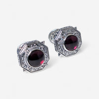 Konstantino Sterling Silver Garnet Octagonal Cufflinks MAMK89-112-CAB