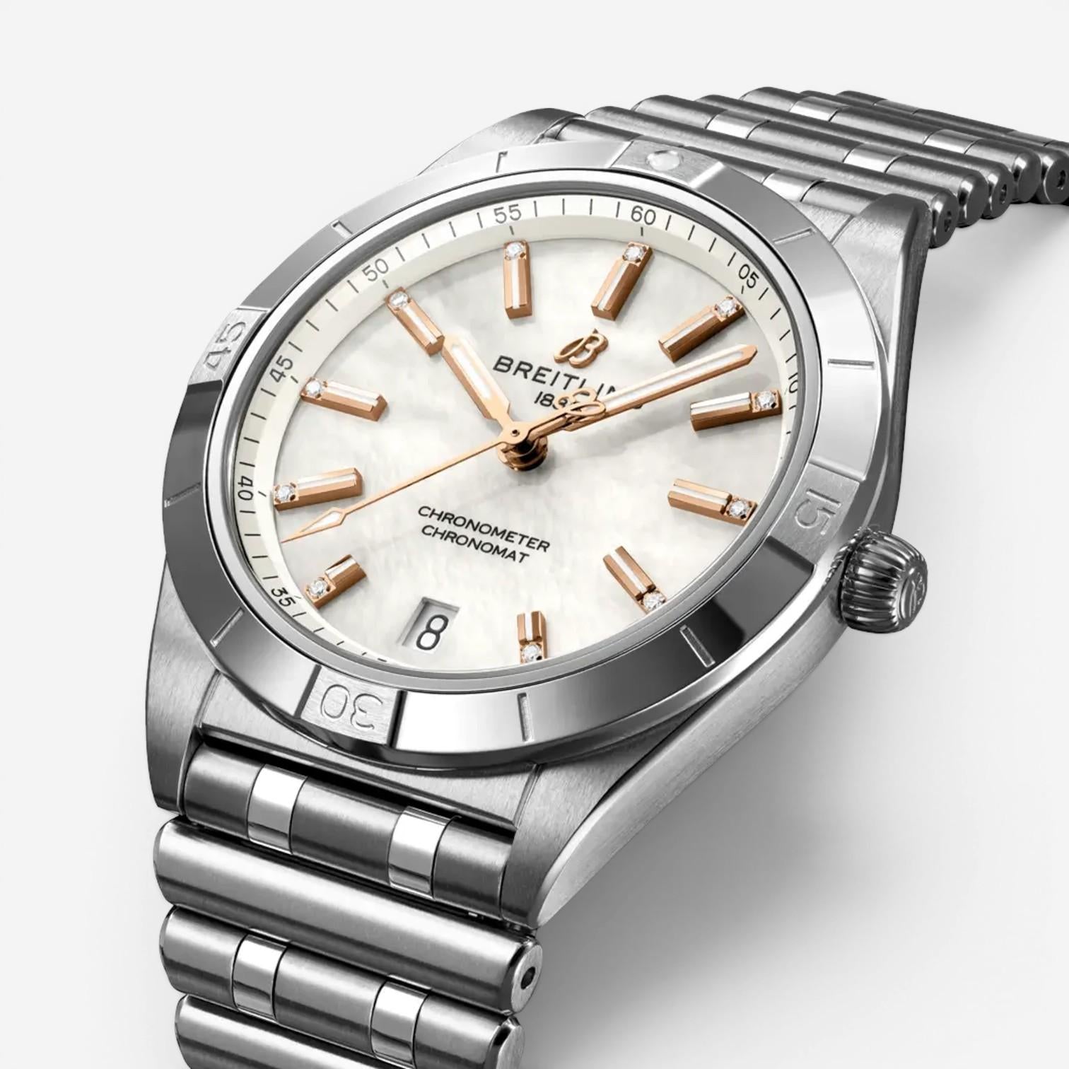 Breitling Chronomat Diamond Stainless Steel Automatic Ladies Watch A10380101A4A1