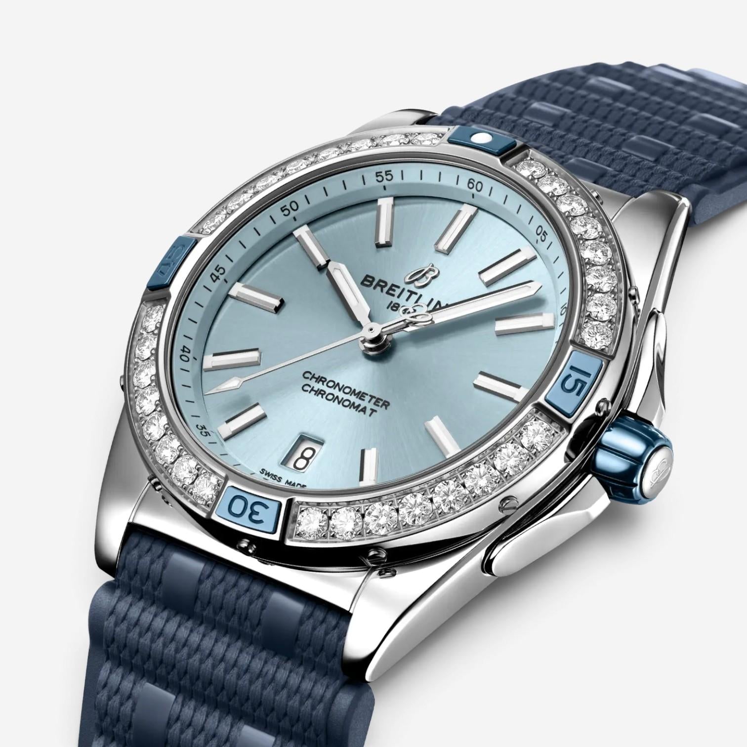 Breitling Super Chronomat Diamond Stainless Steel Automatic Ladies Watch A173565