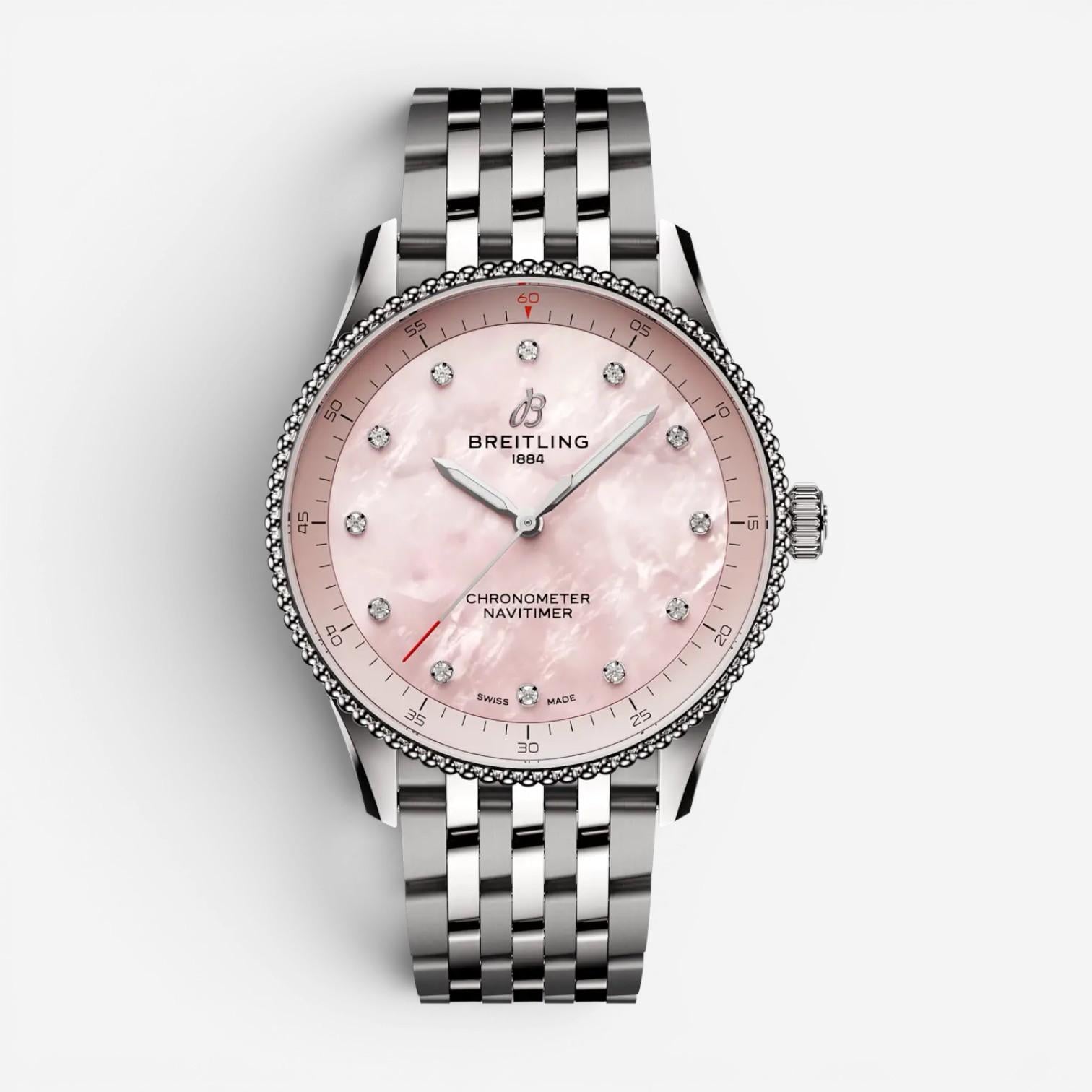 Breitling Navitimer Diamond Stainless Steel Quartz Ladies Watch A77320D91K1A1