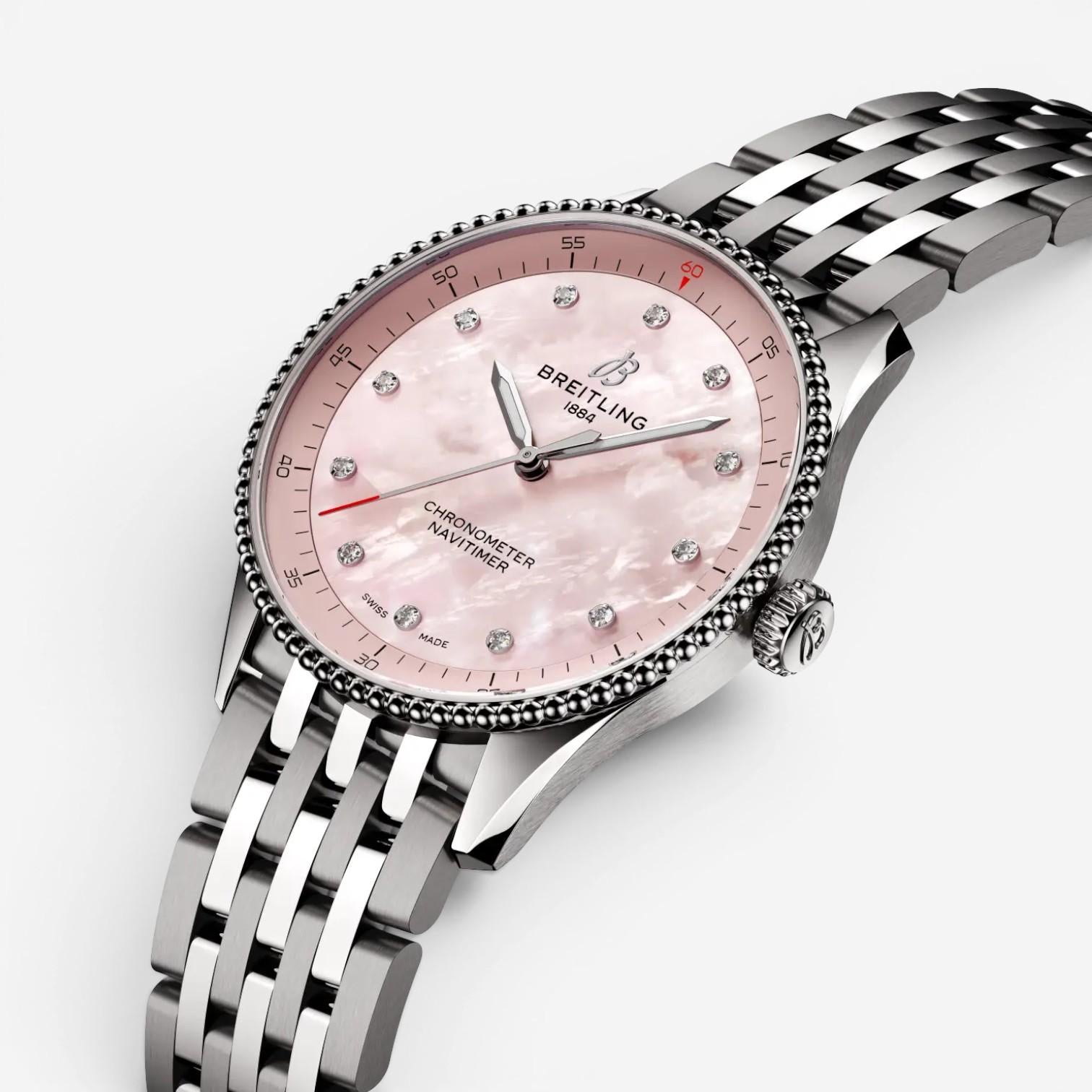 Breitling Navitimer Diamond Stainless Steel Quartz Ladies Watch A77320D91K1A1