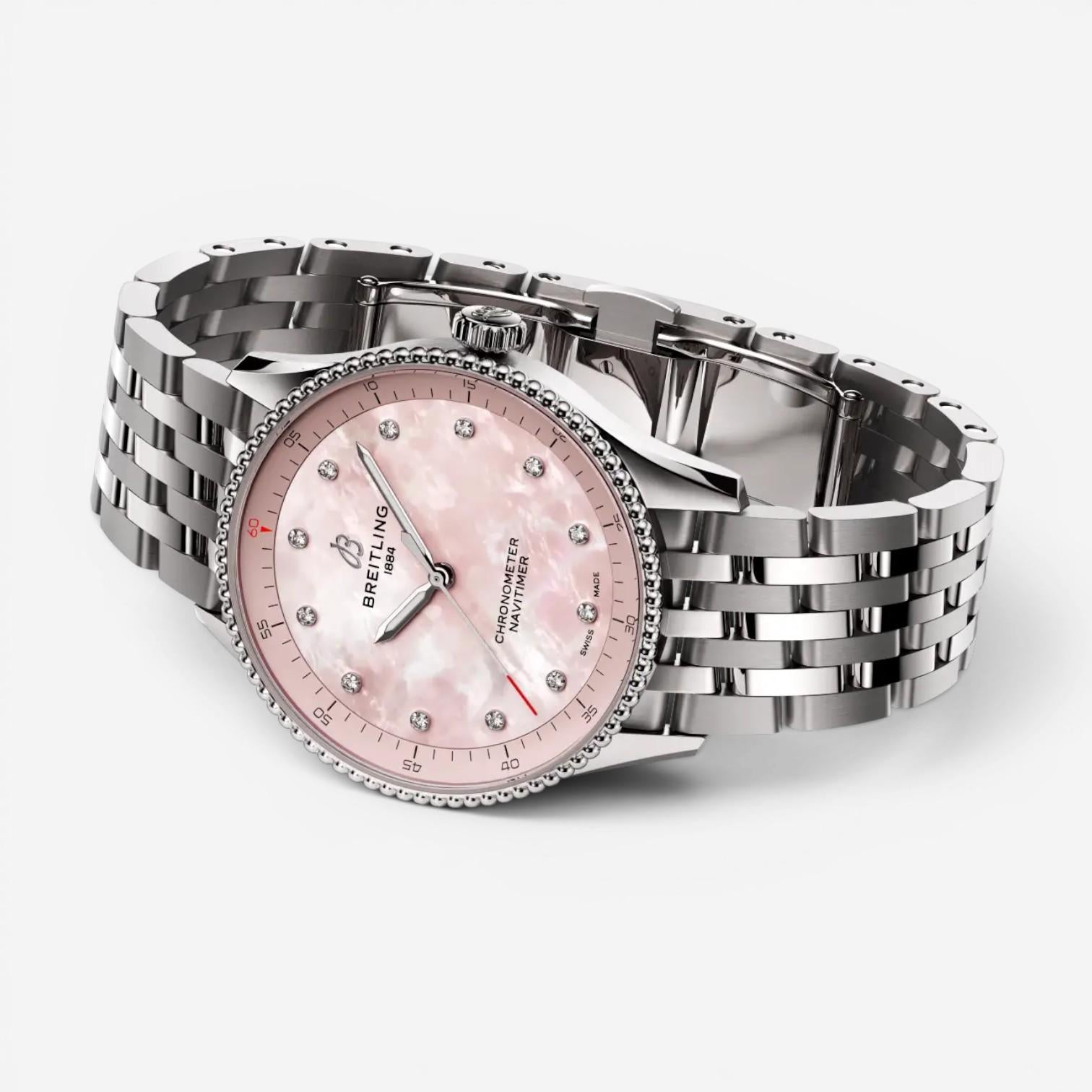 Breitling Navitimer Diamond Stainless Steel Quartz Ladies Watch A77320D91K1A1