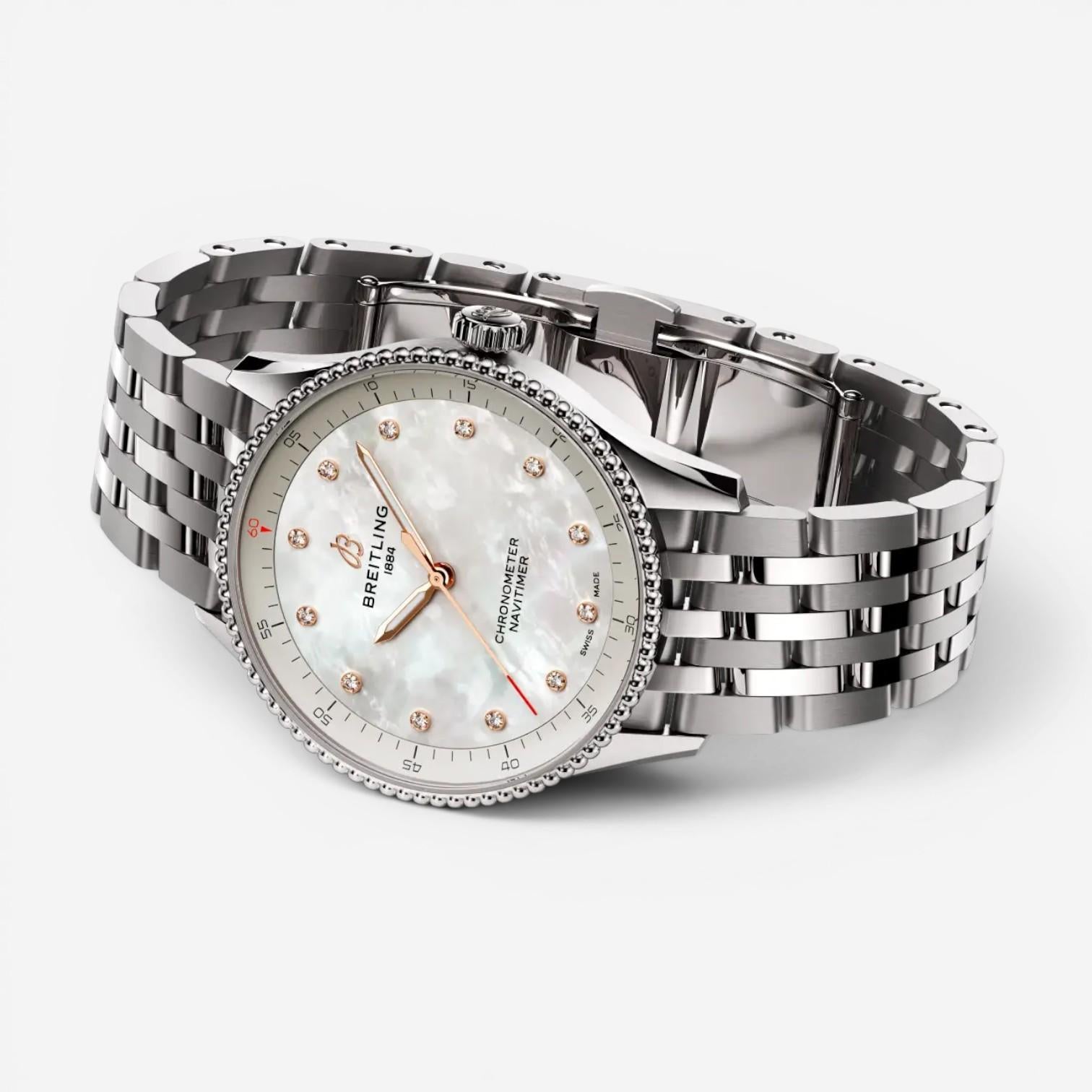 Breitling Navitimer Diamond Stainless Steel Quartz Ladies Watch A77320E61A2A1