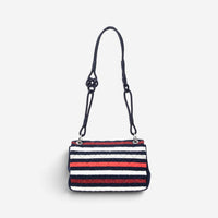 Chanel Quilted Striped Jersey Canvas Rope Single Flap Bag AAV9424