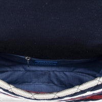 Chanel Quilted Striped Jersey Canvas Rope Single Flap Bag AAV9424