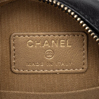 Chanel Black Quilted Lambskin Leather Front Pearl Round Chain Clutch AAW6884