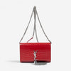 Yves Saint Laurent Kate Tassel Red Croc Embossed Leather Chain Wallet AAX2564