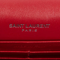 Yves Saint Laurent Kate Tassel Red Croc Embossed Leather Chain Wallet AAX2564