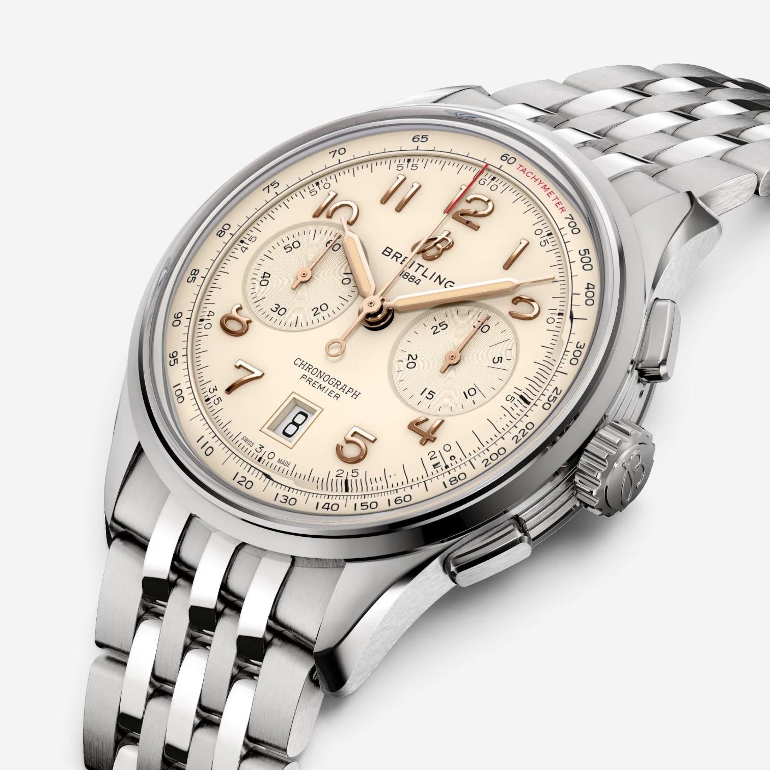 Breitling Premier Chronograph Stainless Steel Automatic Men's Watch AB0145211G1A