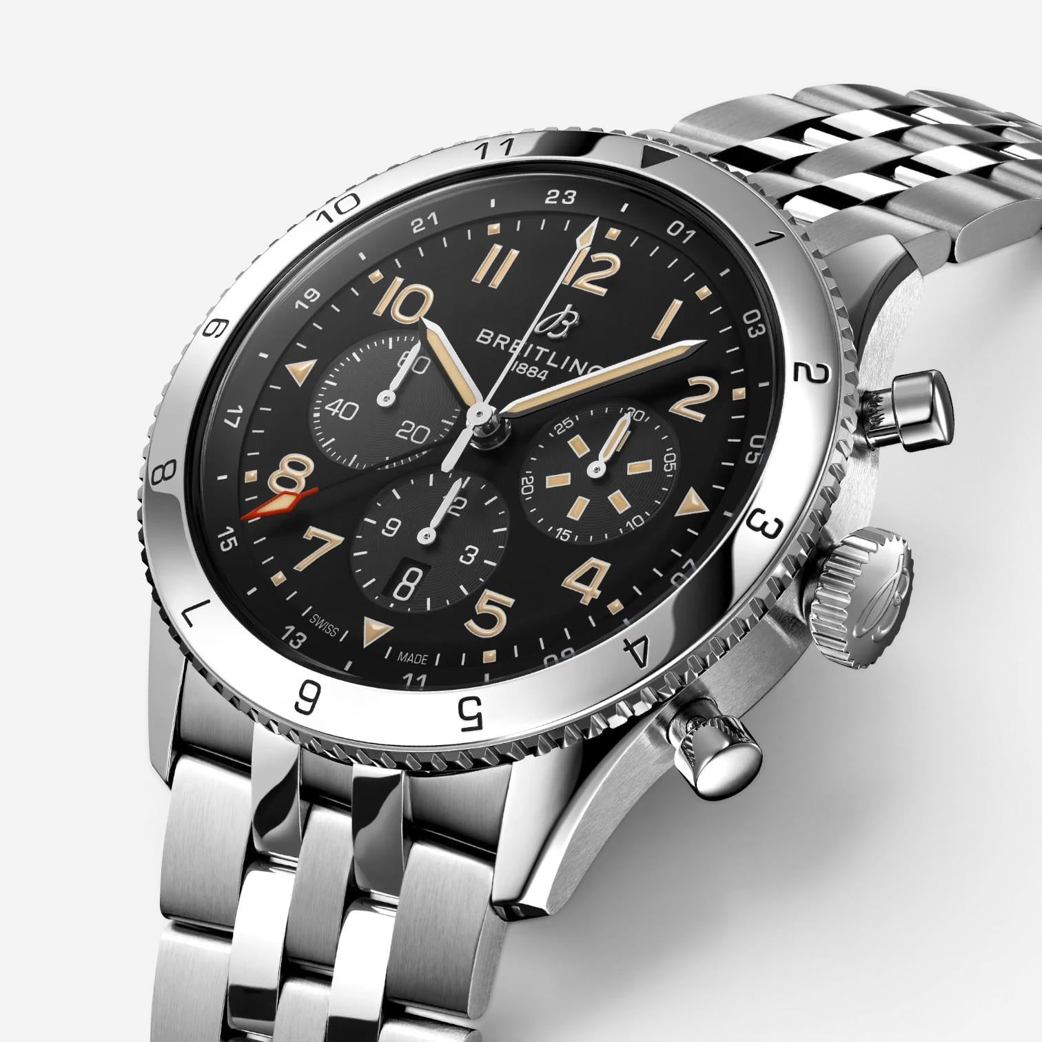 Breitling Classic AVI Super Mustang Stainless Steel Automatic Men's Watch AB0445