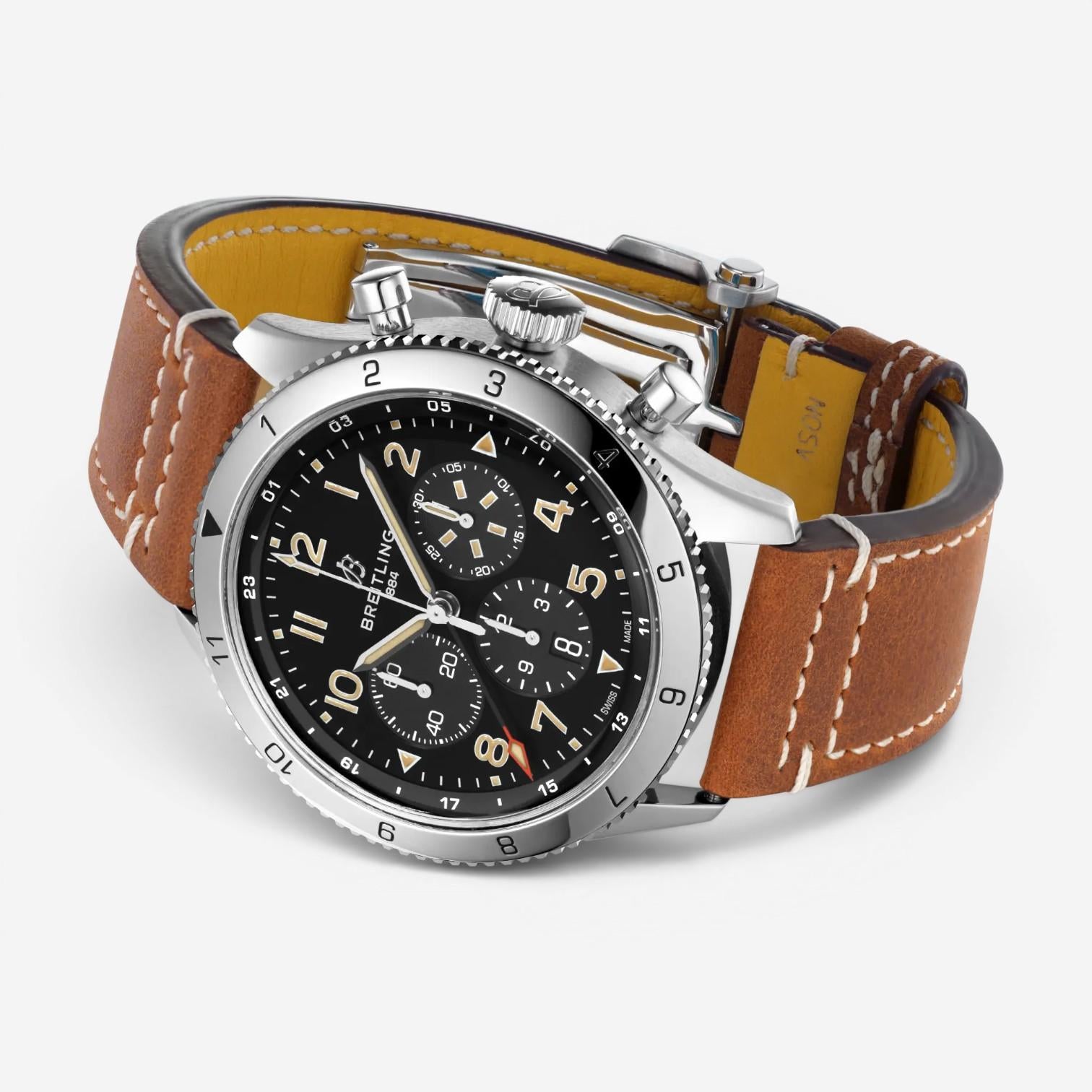 Breitling Super AVI Chronograph GMT Stainless Steel Automatic Men's Watch AB0445