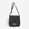 Fendi Black Canvas Small Flap Crossbody Bag ABA0933