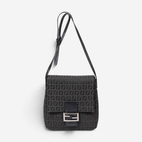 Fendi Black Canvas Small Flap Crossbody Bag ABA0933