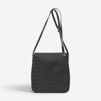 Fendi Black Canvas Small Flap Crossbody Bag ABA0933