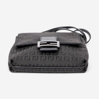 Fendi Black Canvas Small Flap Crossbody Bag ABA0933