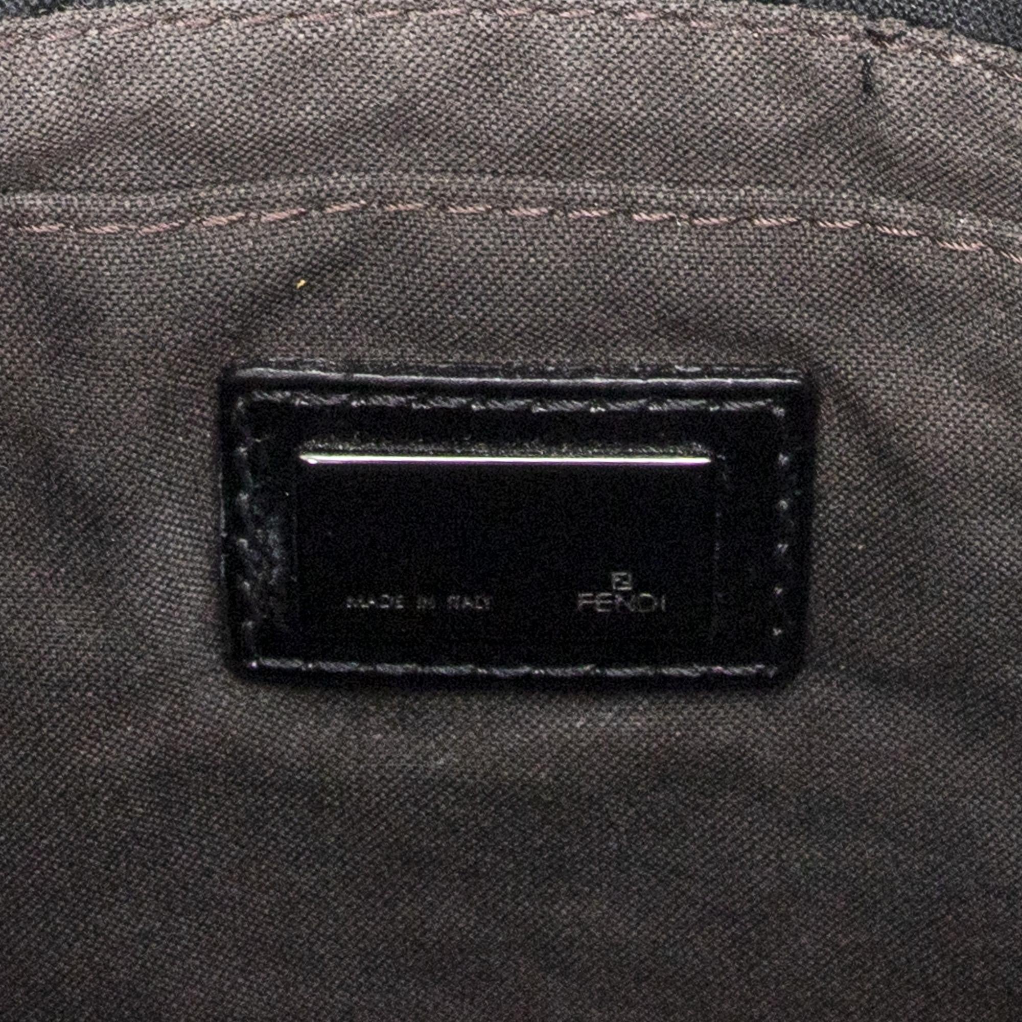 Fendi Black Canvas Small Flap Crossbody Bag ABA0933