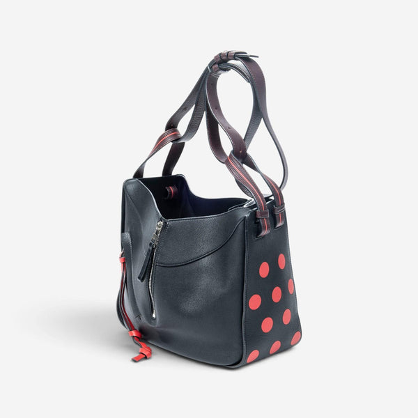 Loewe Polka Dot Black Calfskin Leather Small Hammock Bag ABA1467