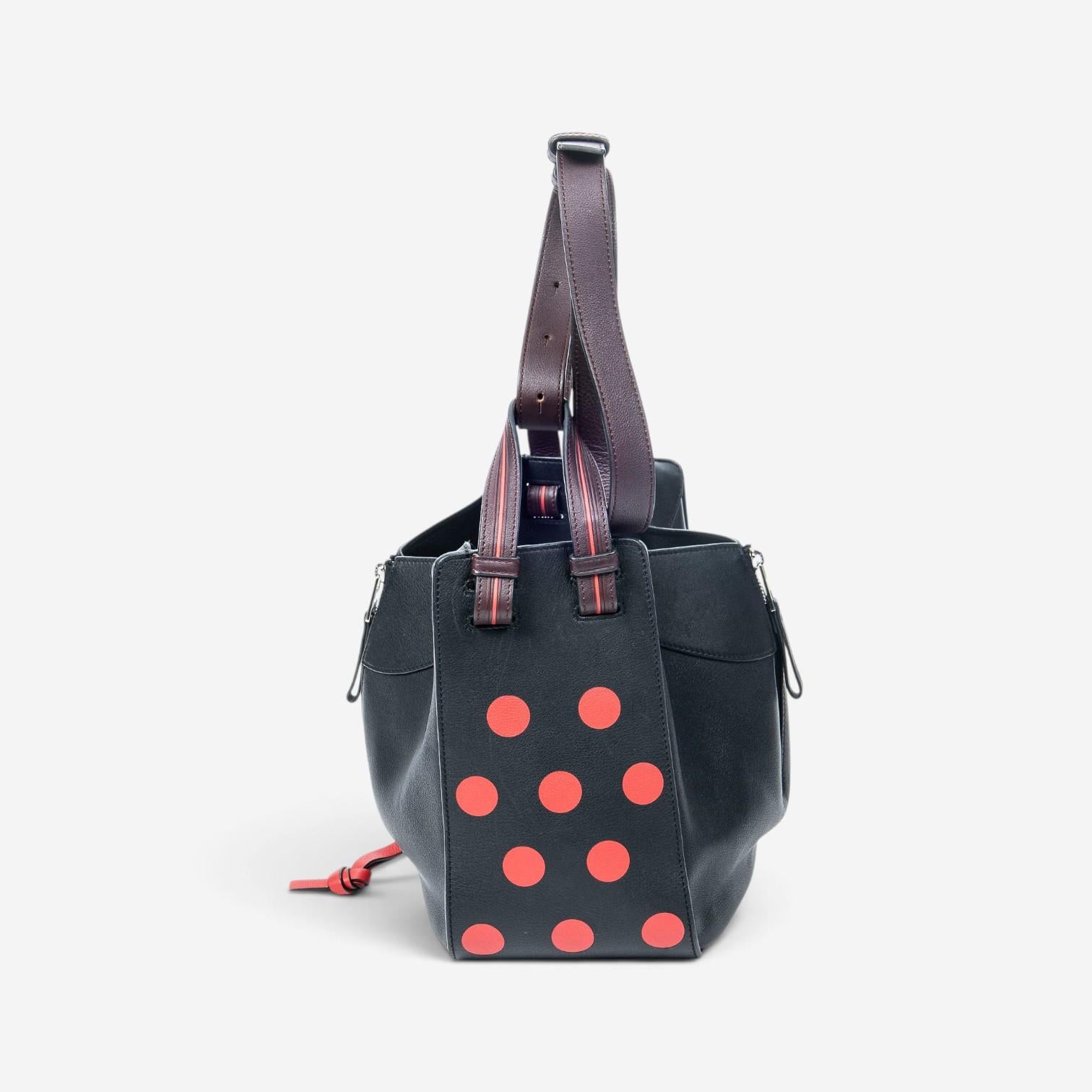 Loewe Polka Dot Black Calfskin Leather Small Hammock Bag ABA1467