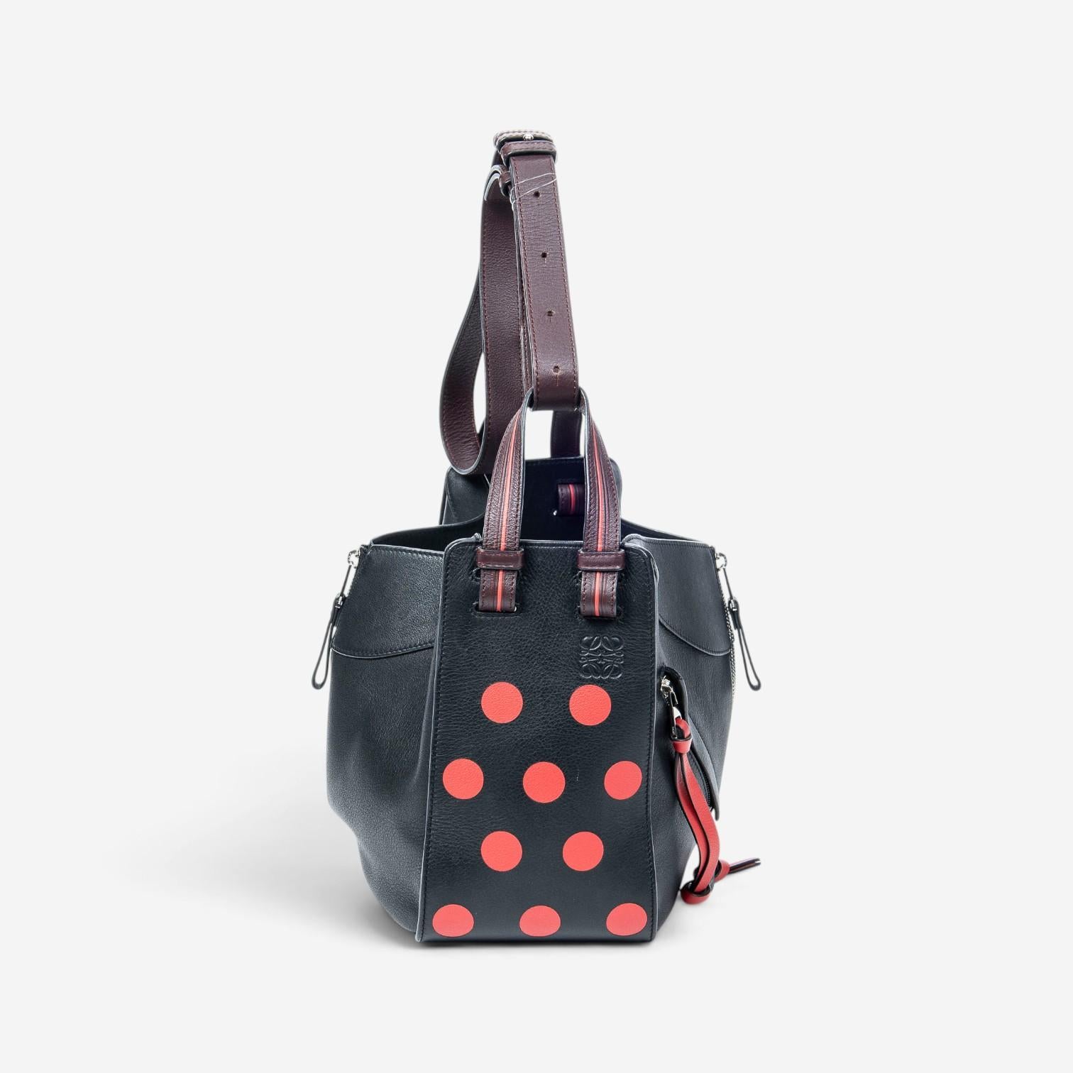 Loewe Polka Dot Black Calfskin Leather Small Hammock Bag ABA1467